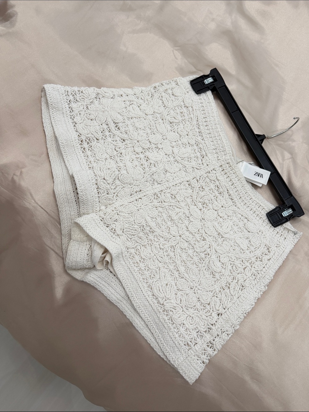 Zara Cream Crochet High Rise Shorts